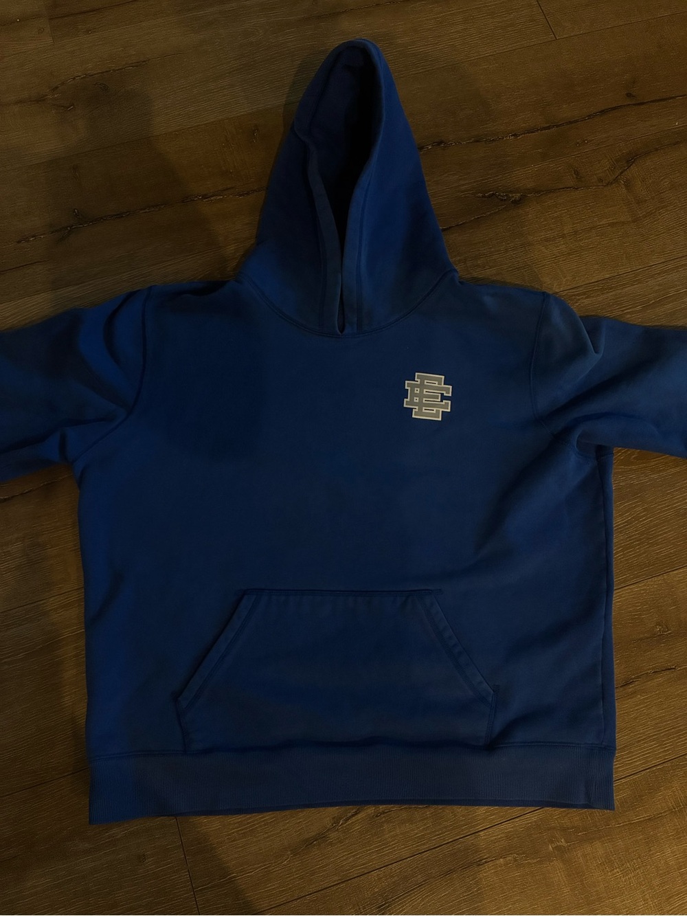 New Era Blue Crewneck Hoodie with Chest Emblem
